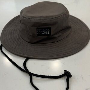 O'Neill Gray Brown Bucket Hat with Chin Strap